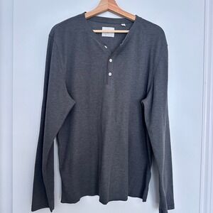 Billy Reid Mens Charcoal Long Sleeve Henley Shirt Size XL
